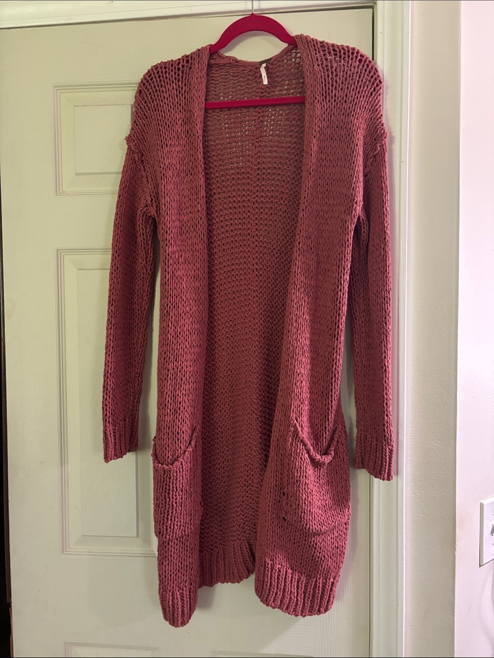 Free people- Open-Front Rose Knit Longline Cardigan Sweater